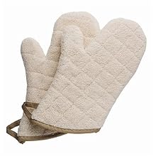 San Jamar 813TMSB Heavy Duty Terry Cloth Temperature Protection Oven Mitt with Steam Barrier, 13" Length, Natural