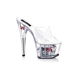 Slip-On Mule With Dice & Poker Chips, & 6 Inch Heel.
