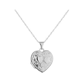 Heart Locket Necklace in 14K White Gold by MyJewelryBox.com