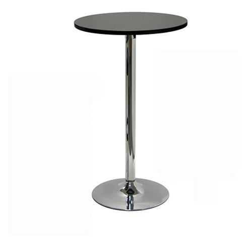 Pub Pedestal Table Chrome Black Top