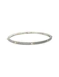 Sterling silver with 18k gold Enchanta Collection two-tone stackable beaded bangle 8 inches