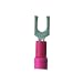 Panduit PV18-6LFX-CY Locking Fork Terminal, Vinyl Insulated, Expanded Insulation, 22 - 16 AWG Wire Range, #6 Stud Size, Red, 0.03" Stock Thickness, 0.170" Max Insulation, 0.27" Terminal Width, 0.95" Terminal Length, 0.20" Center Hole Diameter (Pack of 100)