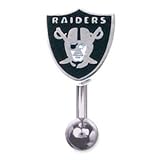 Oakland Raiders 316L Stainless Steel Belly Ring - 14G - 3/8 Inch Bar Length - Sold Individually