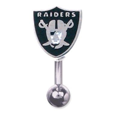 Oakland Raiders 316L Stainless Steel Belly Ring - 14G - 3/8 Inch Bar Length - Sold Individually