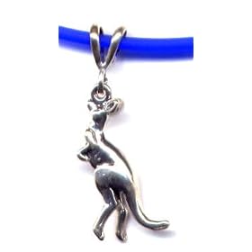 14" Blue Kangaroo Necklace Sterling Silver Jewelry