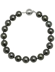 14K White Gold 7.5" "AA" Quality Pearl 9-10mm Natural Color Tahitian Bracelet