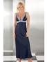 Blue satin gown with empire waist