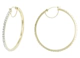 10k Yellow Gold Lab-Created White Crystal Hoop Earrings