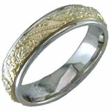 18Kt Two Tone Decorative Ladies Wedding Band - B00011T612