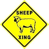 SHEEP CROSSING sign * street farm animal