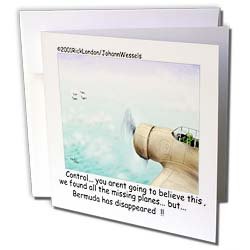 Londons Times Funny Society Cartoons - Planes Found Bermuda Triangle Lost - Greeting Cards-12 Greeting Cards with envelopes