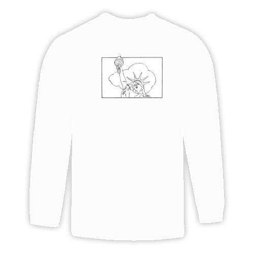 Long Sleeve T-shirt with "black and white", harbor, landmark, monument, "New York City", "Statue of Liberty"