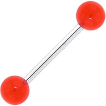 Red GLOW in the DARK Barbell Tongue Ring