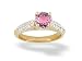 14K Yellow Gold Round Created Pink Sapphire and Diamond Engagement Ring