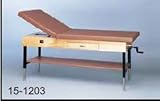 maunal hi-lo upholstered treatment table w/shelf and drawer, 30'x78'