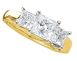 14K Gold 1/2 ctw. Princess Cut Three-Stone Diamond Ring - (I-J;I1-I2)
