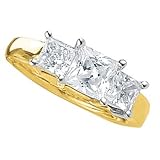14K Gold 1/2 ctw. Princess Cut Three-Stone Diamond Ring