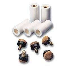 10 Schraubleder mit Messing-Gewinde, 12mm.