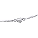 14K White Gold. Diamond Cut Cable Heart Anklet