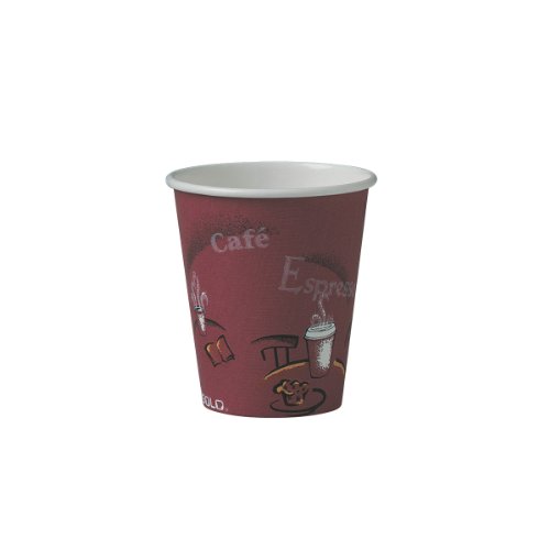SOLO 376SI-0041 Single-Sided Poly Paper Hot Cup, 6 oz. Capacity, Bistro (Case of 1,000)