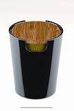 Typhoon Storage Pot with Bamboo Lid, Black Melamine, Small