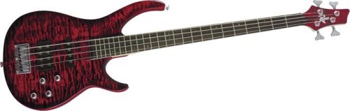 Rogue LX400 Pro 4 String Electric Bass  Liquid Red Quilt