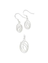 Genuine .925 Sterling Silver Polished Fancy Oval Dangle Earrings. 100% Satisfaction Guaranteed.
