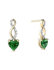 Created Emerald 14kt Yellow Gold Earrings