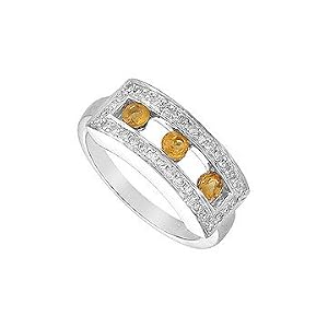0.80ct tw Natural Diamond (G-H-SI) and Citrine Ring in 14K White Gold