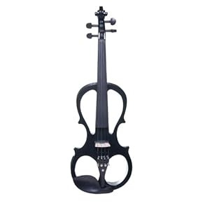 Cecilio 4/4 CEVN-1BK Solid Wood Electric/Silent Violin with Ebony Fittings in Style 1 - Full Size - Black Metallic