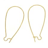 22K Gold Plated Earring Hooks Kidney Wires Extra Long 1.5 Inch (1 Pair)