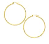14k Yellow 2 mm Large Tubular Hoop Earrings