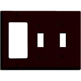 Combination Switch & Outlet Plates: Leviton 80421-B Triple-Gang Combination Wall Plate (1 Decora/2 Toggle), Brown