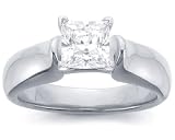 1Ct. 14K. White Gold Certified Princess Cut Diamond Solitaire Engagement Ring