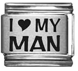 Clearly Charming I Heart my Man Laser Etched Italian Charm
