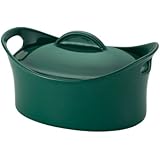 Rachael Ray Stoneware 4-1/4-Quart Casseroval Covered Baking Dish, Dark Green