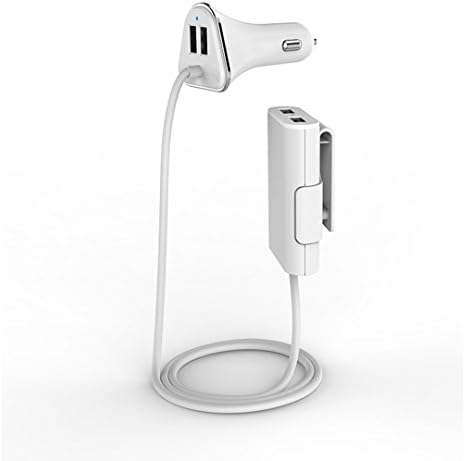 Car Charger, Ixt 9.6A 4 Ports Universal USB Car Charger 48W, Each 2 Ports for Both Front Seat and Backseat for Android, Apple, Samsung and Other Devices-White