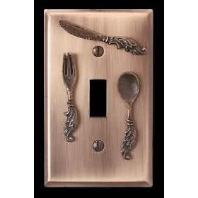 Switchplates Antique Solid Brass, Utensils Single Toggle or Dimmer Switch Plate by Renovator's Supply