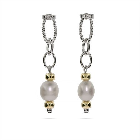 Designer Inspired Freshwater Pearl Link Earrings