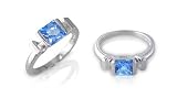 Princess Cut Swiss Blue Topaz Ring Sterling SIlver