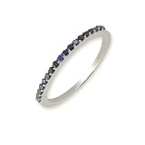0.33cttw Natural Round Blue Sapphire (AA+ Clarity,Blue-Color) Band in 14k White Gold.