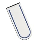 Sterling Silver Engraveable Oval End Money Clip w/ Blue Epoxy Rim