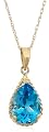 14k Yellow Gold Pear-Shaped Swiss Blue Topaz Rope Trimmed Pendant, 18