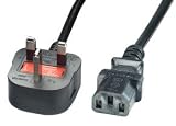 Computer : UK 3 Pin Mains Power Lead, Black, 3m