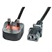 UK 3 Pin Mains Power Lead, Black, 10m