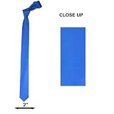 NEW SKINNY NARROW TIE MENS NECKTIE RETRO SOLID BLUE 2"