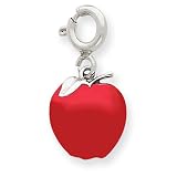 14k Gold White Gold Enameled Apple Charm