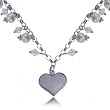 White Pearl Heart ID Pendant Lariet Rolo Necklace Adjustable 18 Inch