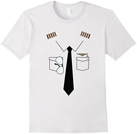 Men's Pilot Uniform T-Shirt Flyer Captain Plane Men Women Youth 2XL White