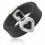 Sterling Silver Simulated Diamond CZ Heart Rubber Ring